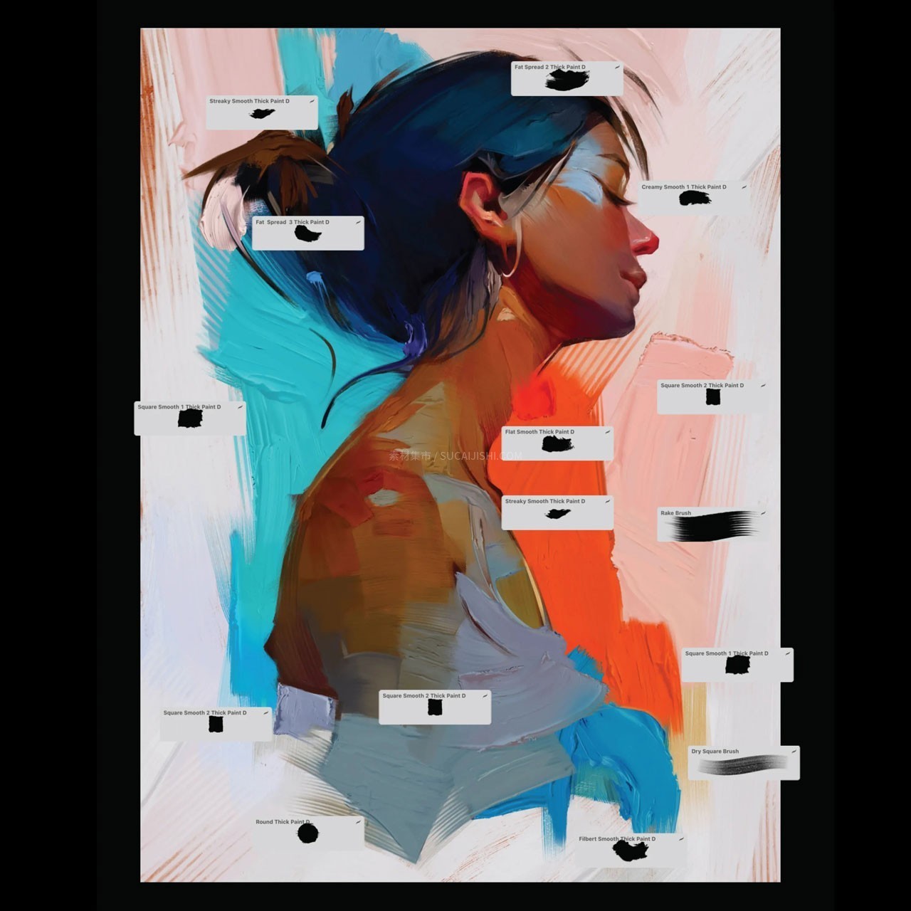 40+Procreate厚涂肌理油画笔刷